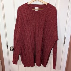 Vintage Sims Ltd Alpaca Cable Knit Sweater Men's 2XL Red